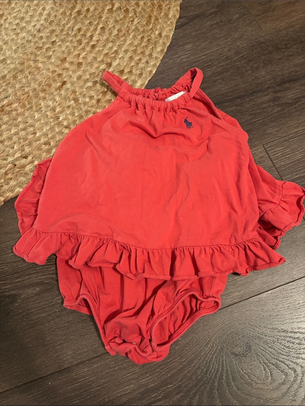 Ralph Lauren Coral Halter Ruffle Baby One-Piece